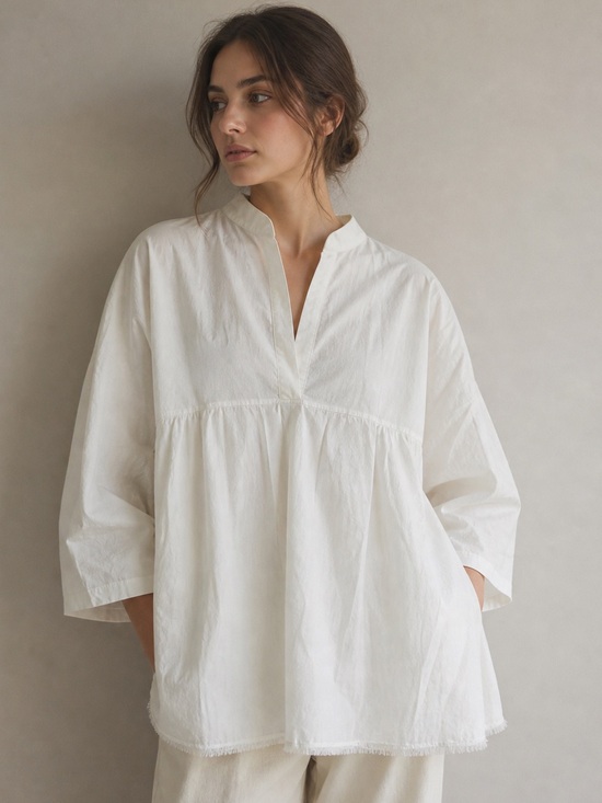 Nili Lotan Tops - Nili Lotan White Cotton Poplin Tunic Popover, size S